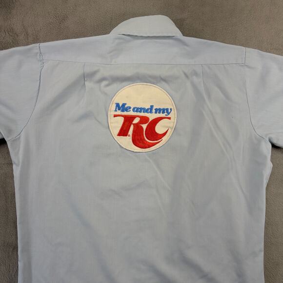 VTG RC Cola Delivery Uniform Work Shirt Men's Medium Half Sleeve Royal Crown USA - Picture 4 of 10